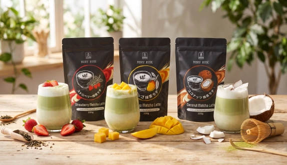 Matcha latte de Mary Rose – matcha aromatizado con frutas y coco