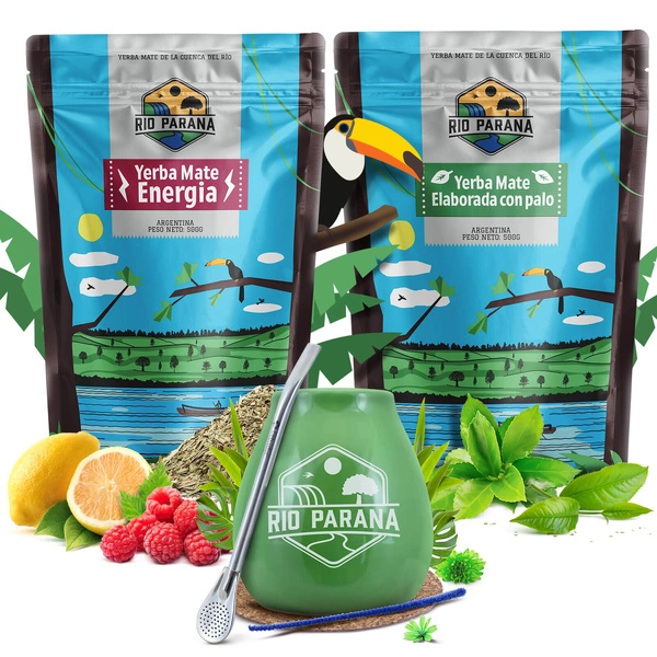 Juego de Yerba Mate Rio Parana Energia Elaborada 2x500g + accesorios