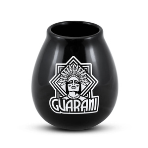 Calabaza de cerámica con logo "Guarani" - 350 ml - negra