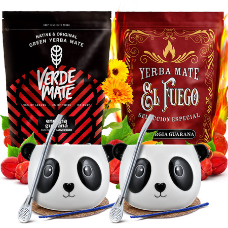 Yerba Mate Set PARA DOS Calabaza Bombilla 1000g