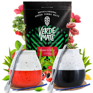 Set de Yerba Mate para Pareja Verde Mate 400g 0,4kg 2x Calabaza + 2x Bombilla