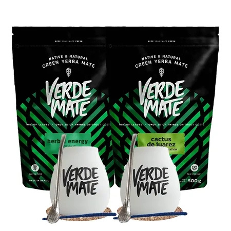 Yerba Mate Set para parejas y principiantes Verde Mate Herbal Energy 500g + Verde Mate Cactus de juarez 500g