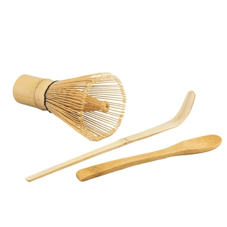 Juego de accesorios de bambú para té matcha: chasen batidor + chashaku pala + cuchara