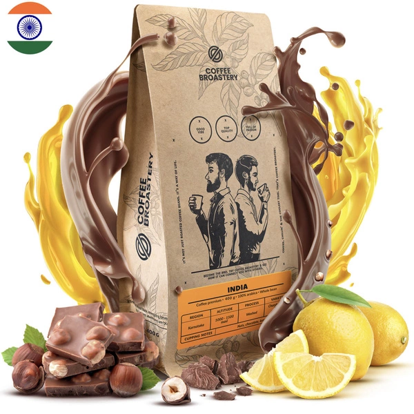 Coffee Broastery - Café arábica en grano India Karnataka Premium 400 g