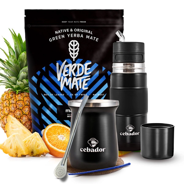 Set de Yerba Mate Verde Mate Mas IQ 500g 0,5kg Yerbomos + TermoMate + Bombilla