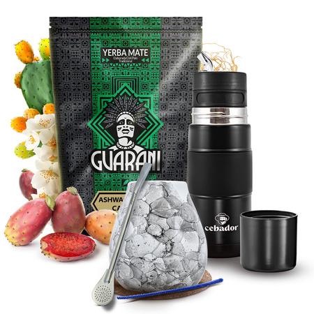 Set de Yerba Mate Guarani Ashwagandha 500g 0,5kg Yerbomos + Calabaza + Bombilla