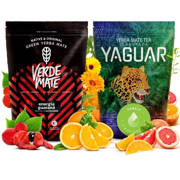 Set de Yerba Mate: Verde Mate + Yaguar 2x500g 1kg